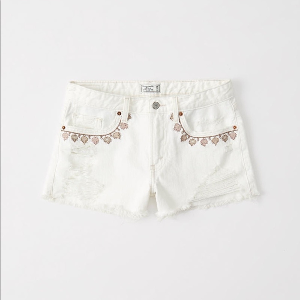 embroidered low rise denim shorts